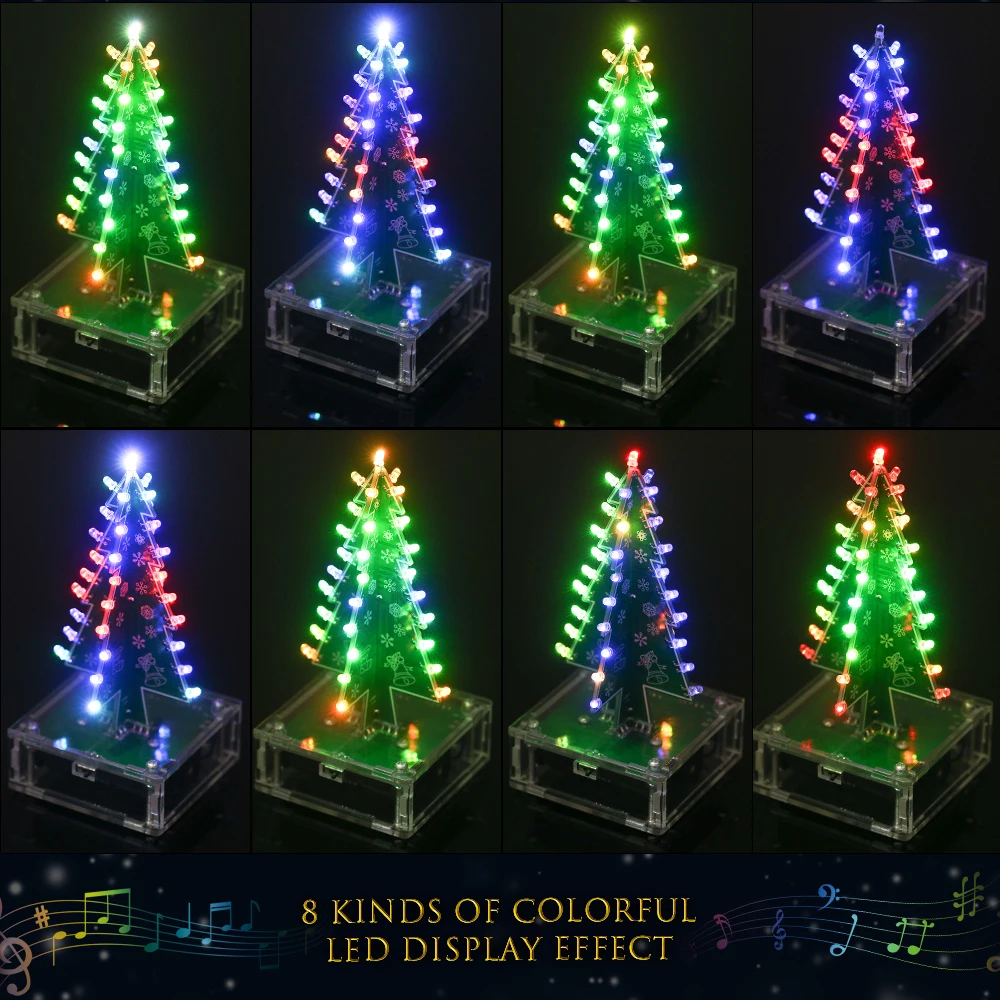 DIY LED Christmas Tree Colorful Easy Making Christmas Tree Electronic Learning Kit Module 37PCS LED Light DIY Christmas Gift