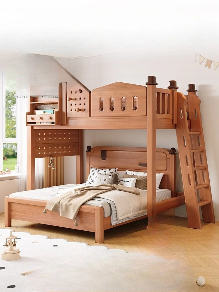 

Solid wood double-layer elevated bed multi-functional children's full solid wood child-mother bed does not interfere with each o