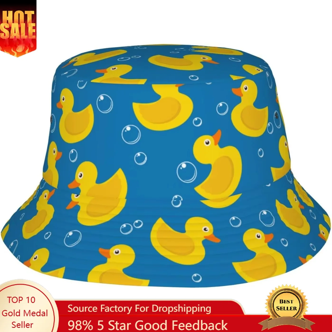 

Blue Rubber Duck Fisherman Hat Fashion Beach Sun Cap Summer Bucket Hats for Women and Men