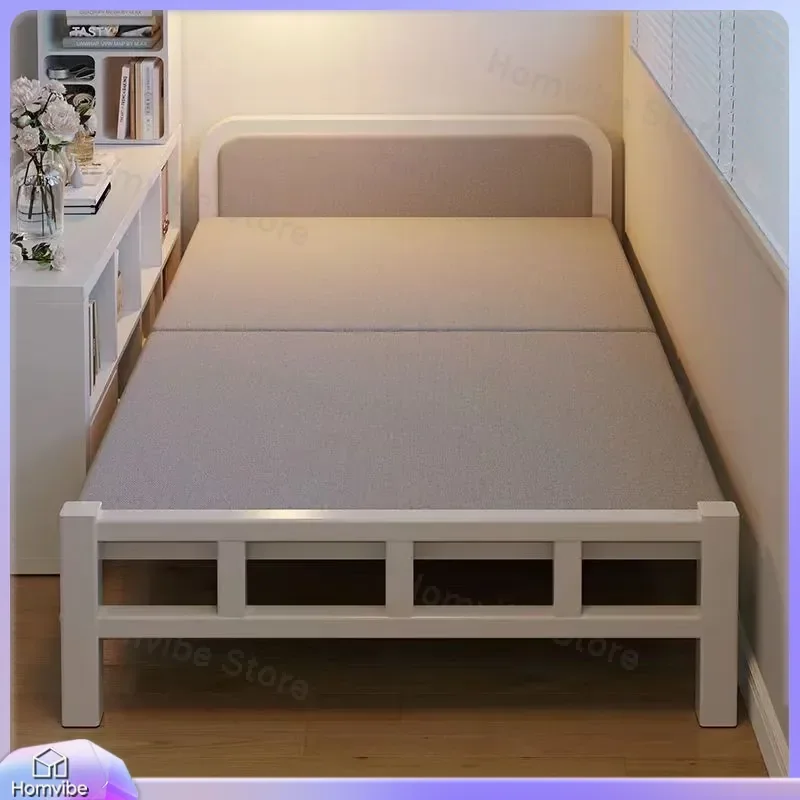 Portable Iron Rollaway Bed Single Hard Board Folding Bed for Adult Dormitory Home Rental Room Simple Extra Guest Accompanying