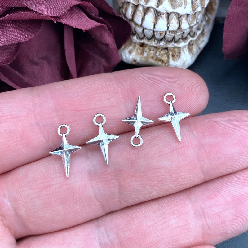 50pcs 14.5x9mm Charms Shining Stars Charms For Jewelry Making DIY Jewelry Findings Antique Silver Color Alloy Charms