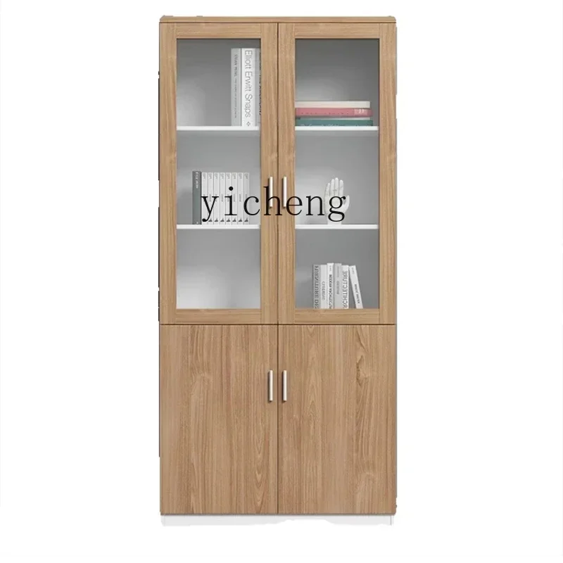 

XL File Cabinet Office Storage Wooden Bookcase Glass Door