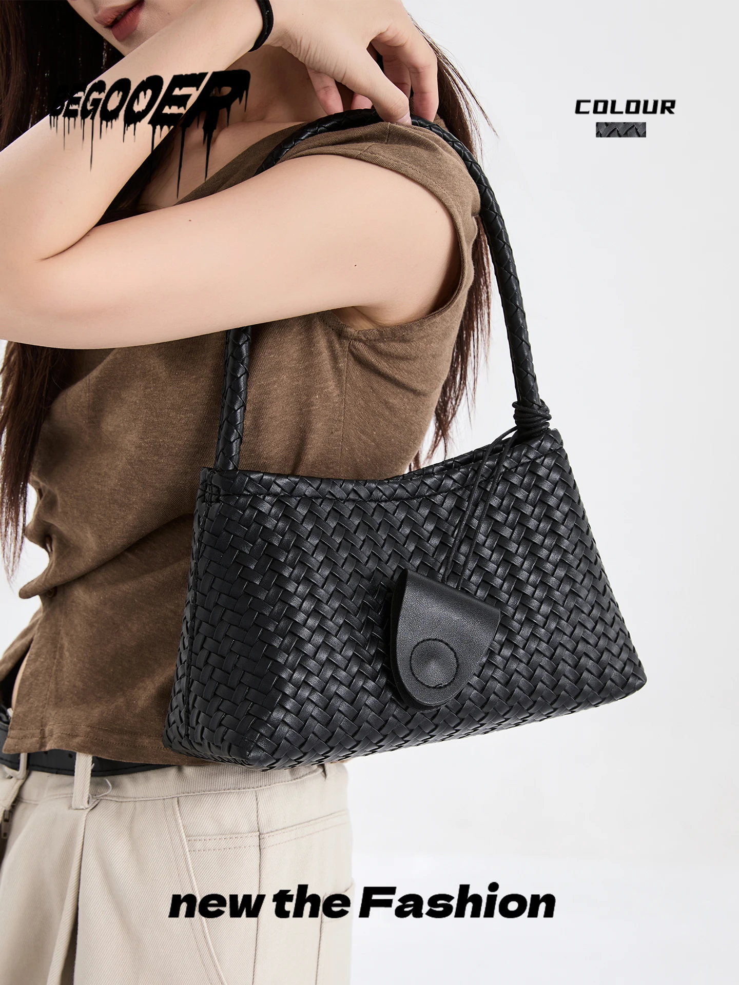 

BEGOOER Woven Handbag Women's New 2026 Fashionable Versatile Underarm Bag High Quality Texture Single Shoulder Bag for All Oc...
