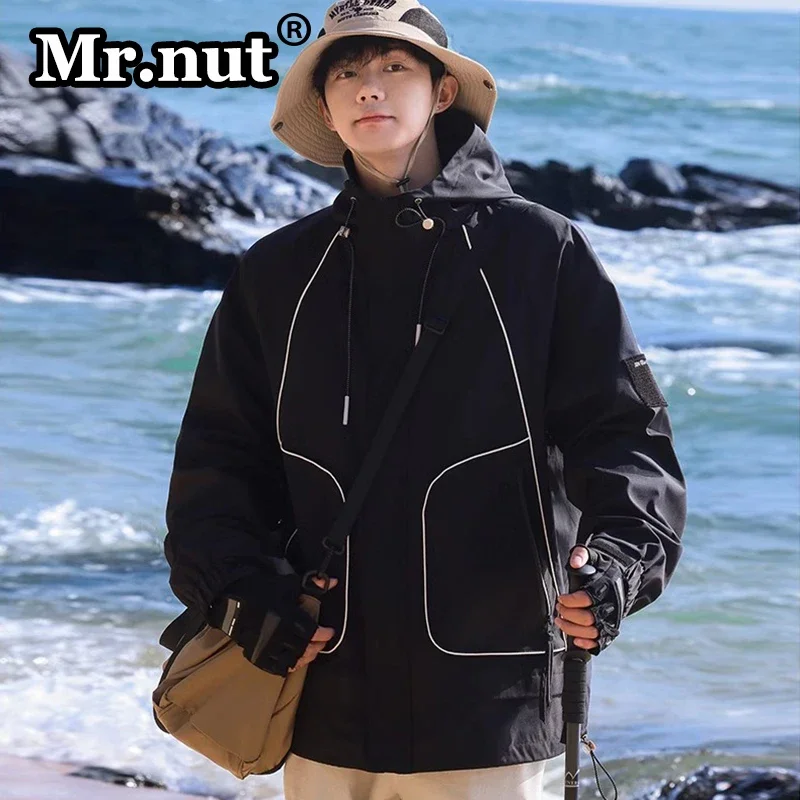 

Mr.nut Camping Stylish Men's Windbreak Waterproof Hooded Jacket Spring Autumn Outdoor Jackets Casual Travel Trend Men's Clothing