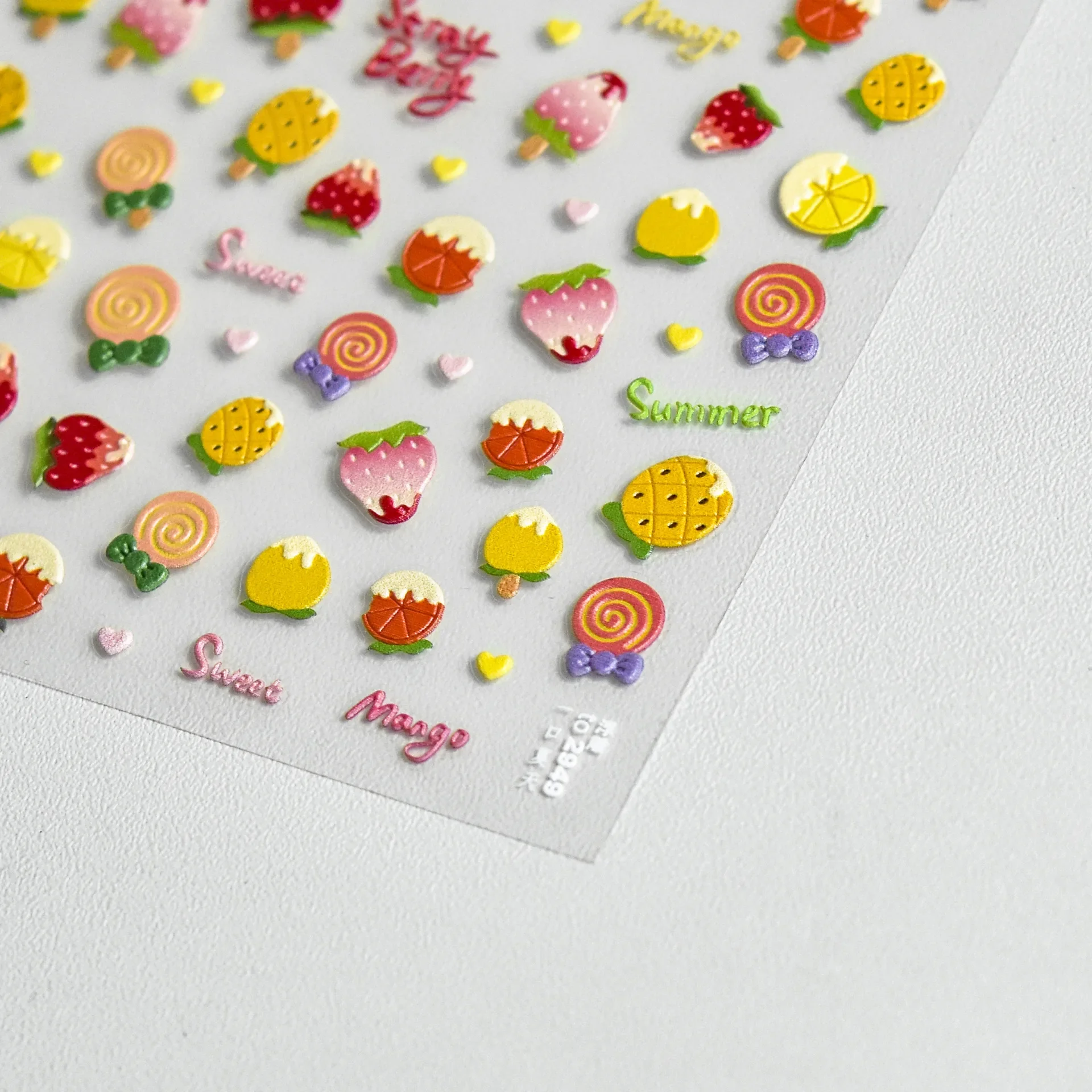 5D Pudding-Gelee-Dessert-Frucht-Kirsch-Rosa-Klauenabdruck-Schleifenknoten-Liebesherz-Sterne-Nagelkunst-Aufkleber, selbstklebende Maniküre-Dekoration – Detail 31