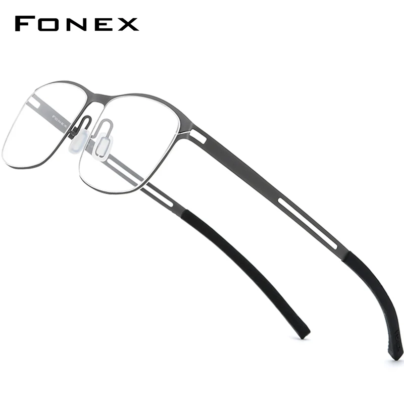 FONEX B Titanium Glasses Frame Men Square Optical Eyeglasses 2020 New Antiskid Silicone Screwless Eyewear 8529