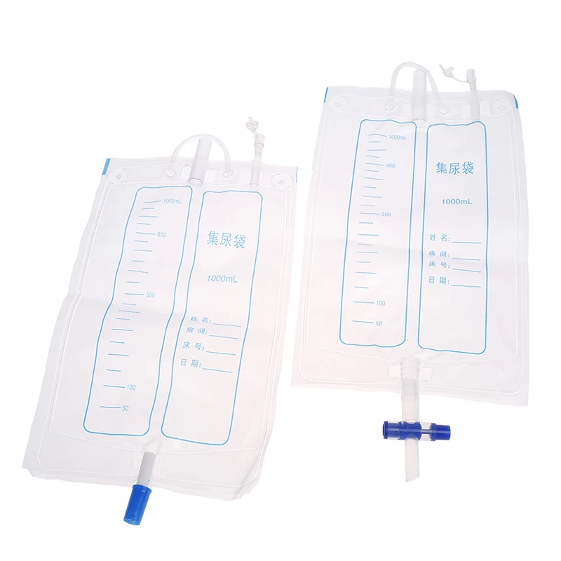 Bolsa de látex médica reutilizable de PVC, bolsa de catéter de drenaje masculino, recolector de orina, soporte para orinar, 1000/2000ML