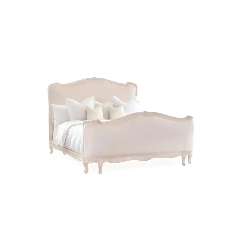 Solid wood double retro carved master bedroom wedding bed American old log color princess  European style wind bed