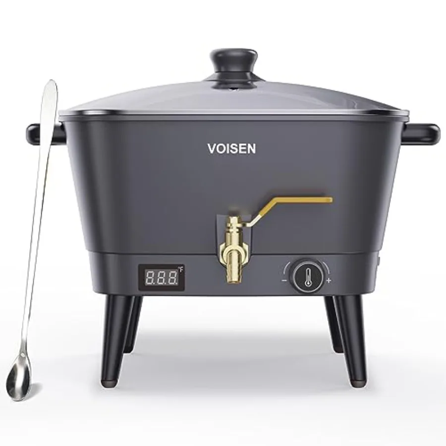 

Электрический воскотоп для изготовления свечей, 8 кварт, для соевого воска, с термостойкой ручкой, латунным носиком, контролем температуры, черный