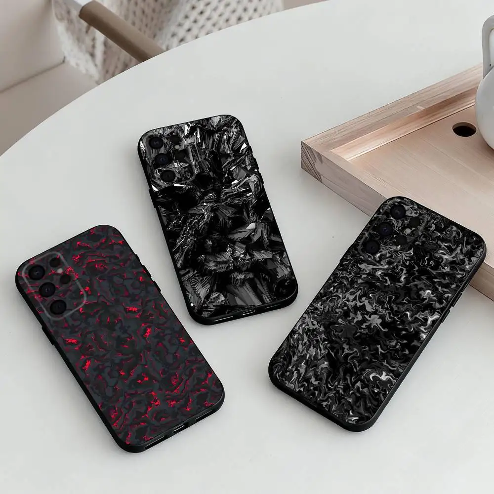 

L-Luxury Carbon Fiber Pattern Cool Phone Case For Samsung S25,24,23,22,30,21,10,9,Ultra,Plus,Lite,FE,4,5 G Soft Black Case