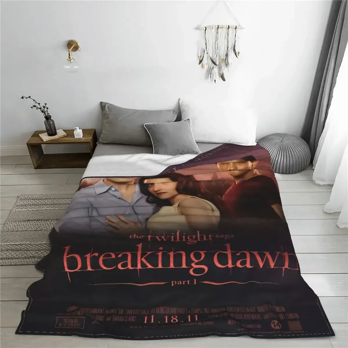 Funda de Manta negra de franela para cama de avión, edredón de La Saga Crepúsculo, Breaking Dawn, película suave