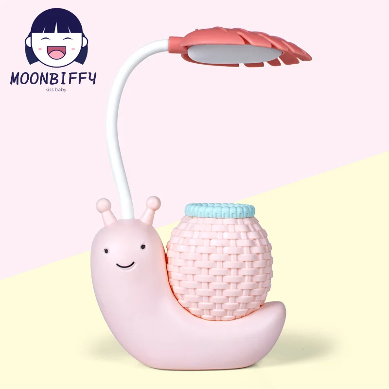 

Led Snail Desk Lamp Cute Student Study Reading Night Light Pen Holder Dorm Bedroom Bedside Living Room Office Eye Protect Gift