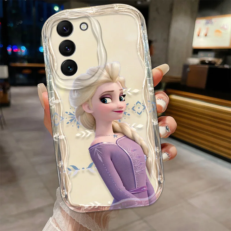 Disney Frozen Elsa Princess Phone Case For S21 S23 S24 Ultra Plus FE A55 A35 A25 A05S A54 A53 A52 A33 A32 Wave Oil Cover