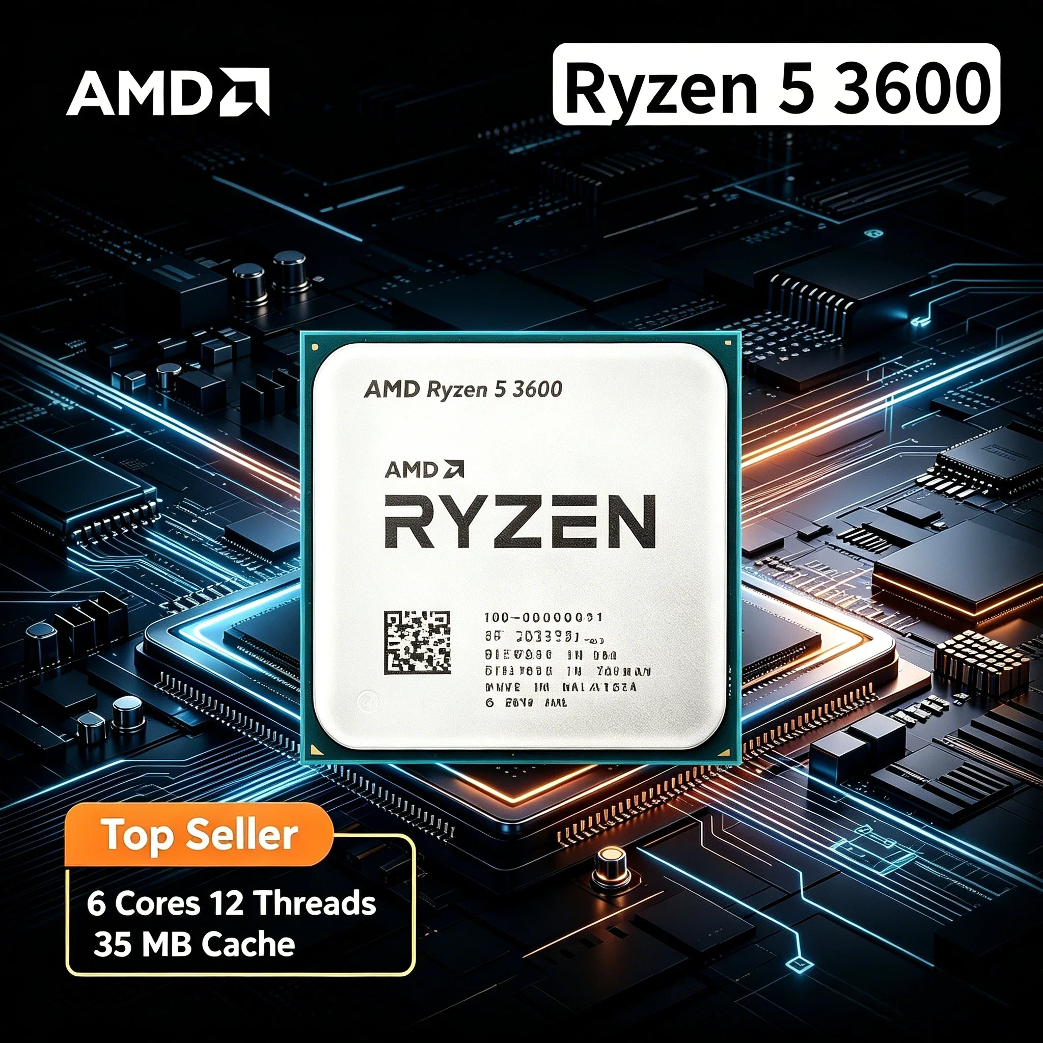 Procesador AMD Ryzen 5 3600 R5 3600 de 4.2GHz, 6 Núcleos, 12 Subprocesos, 65W, Socket AM4, para Juegos de Escritorio, en Bandeja, OEM, Sin Refrigerador, Nuevo