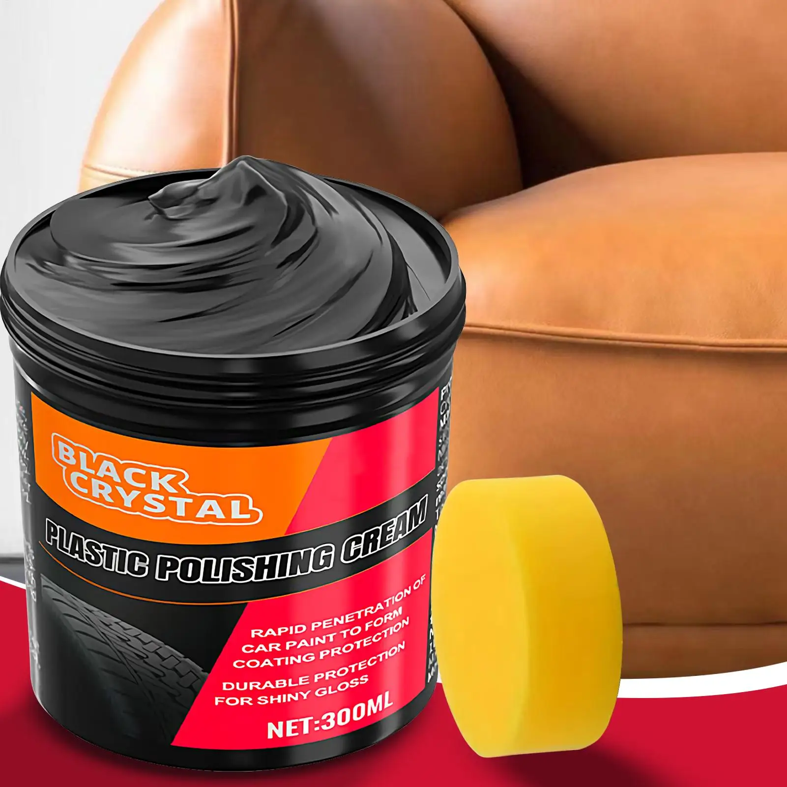 300g Plastic & Rubber Repair Paste - Black Crystal Polishfor Car Scratches, Tire Shine & Interior Renewal, Anti-Aging & Fade