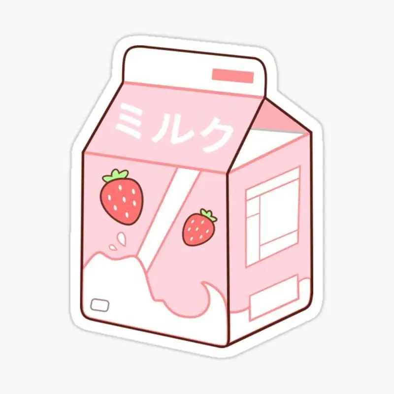 Stiker susu Strawberry untuk dekorasi Laptop kamar tidur mobil lucu kartun seni modis koper publik