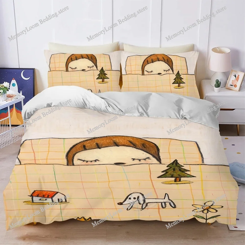 

Art Yoshitomo Nara Duvet Cover Set Home Style Bedding Soft Laundry Cotton Bed Four Seasons Student Dormitory Home Textileextile
