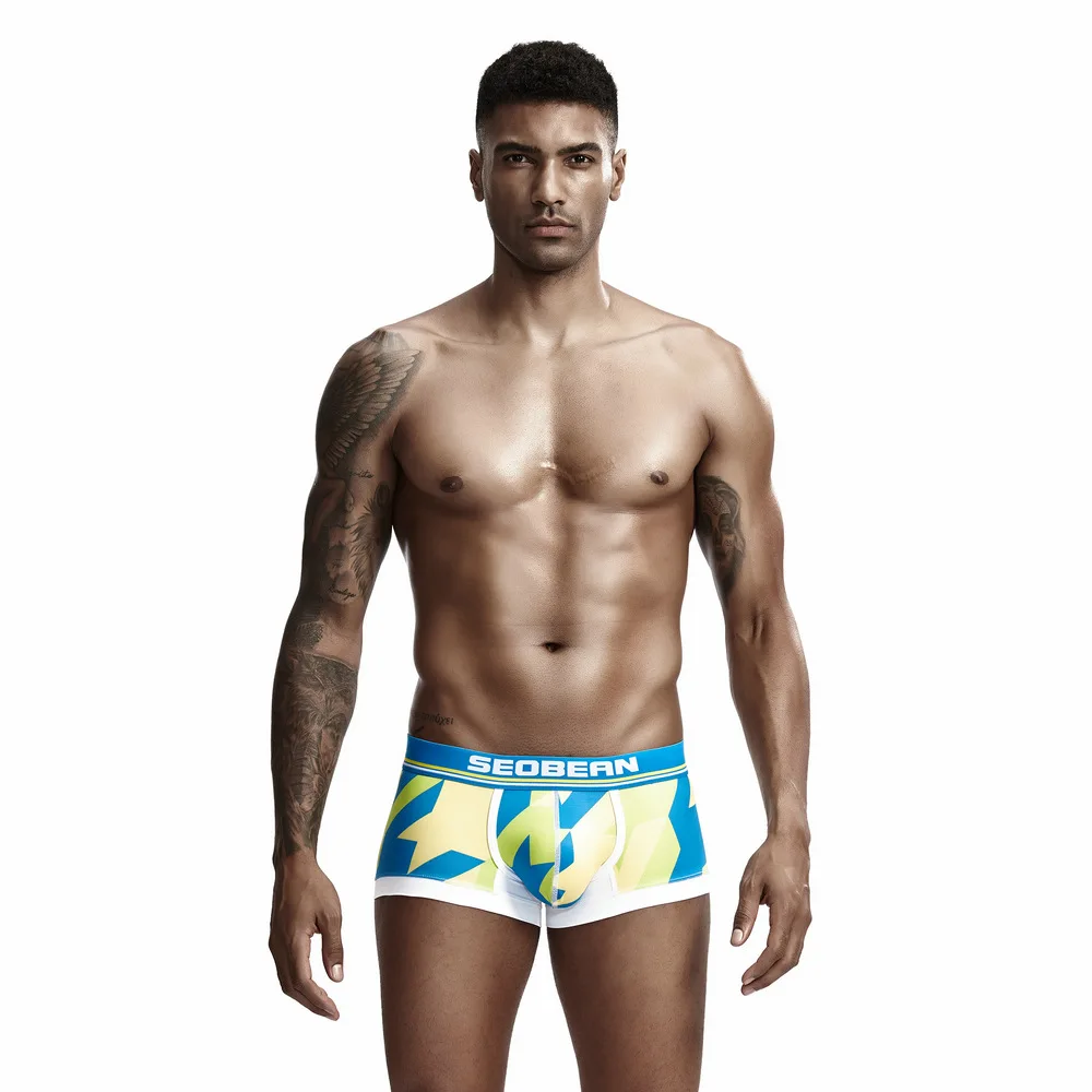 Celana dalam pria 2025 berbahan breathable dan menyerap keringat, motif daun digital, lapisan tunggal, grosir 90223