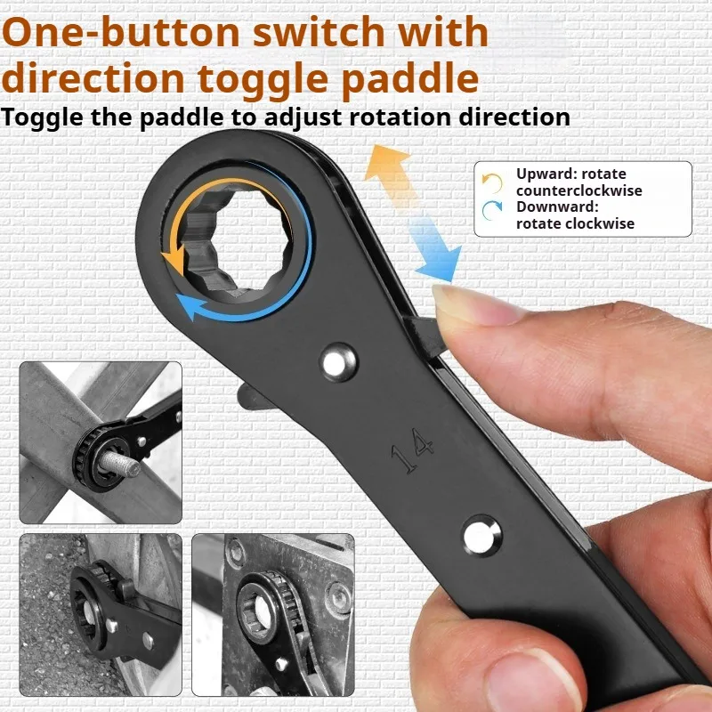 Dual-Head Ratchet Wrench Set Labor-saving Reversible Anti-rust Double Ended Wrenches Convenient Auto Repair Mechanical Work Tool