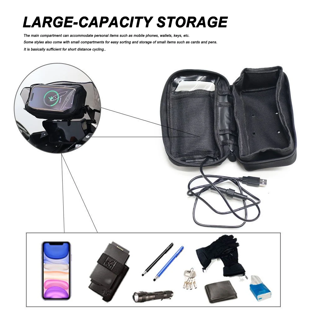 For CRF1100L crf1100l africa twin 2024 Motorcycle Handlebar Bag Wireless Charging GPS Navigation Phone Mount Bag view 5