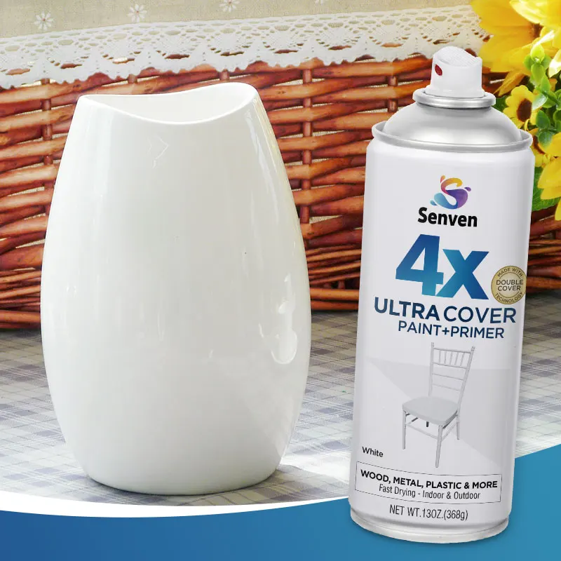 طلاء Senven 4X فائق الغطاء + برايمر 2 حزمة طلاء إيبوكسي برايمر 26 أونصة مقاوم للماء مقاوم للصدأ غير أصفر للزجاج والمعادن والبلاستيك والخشب