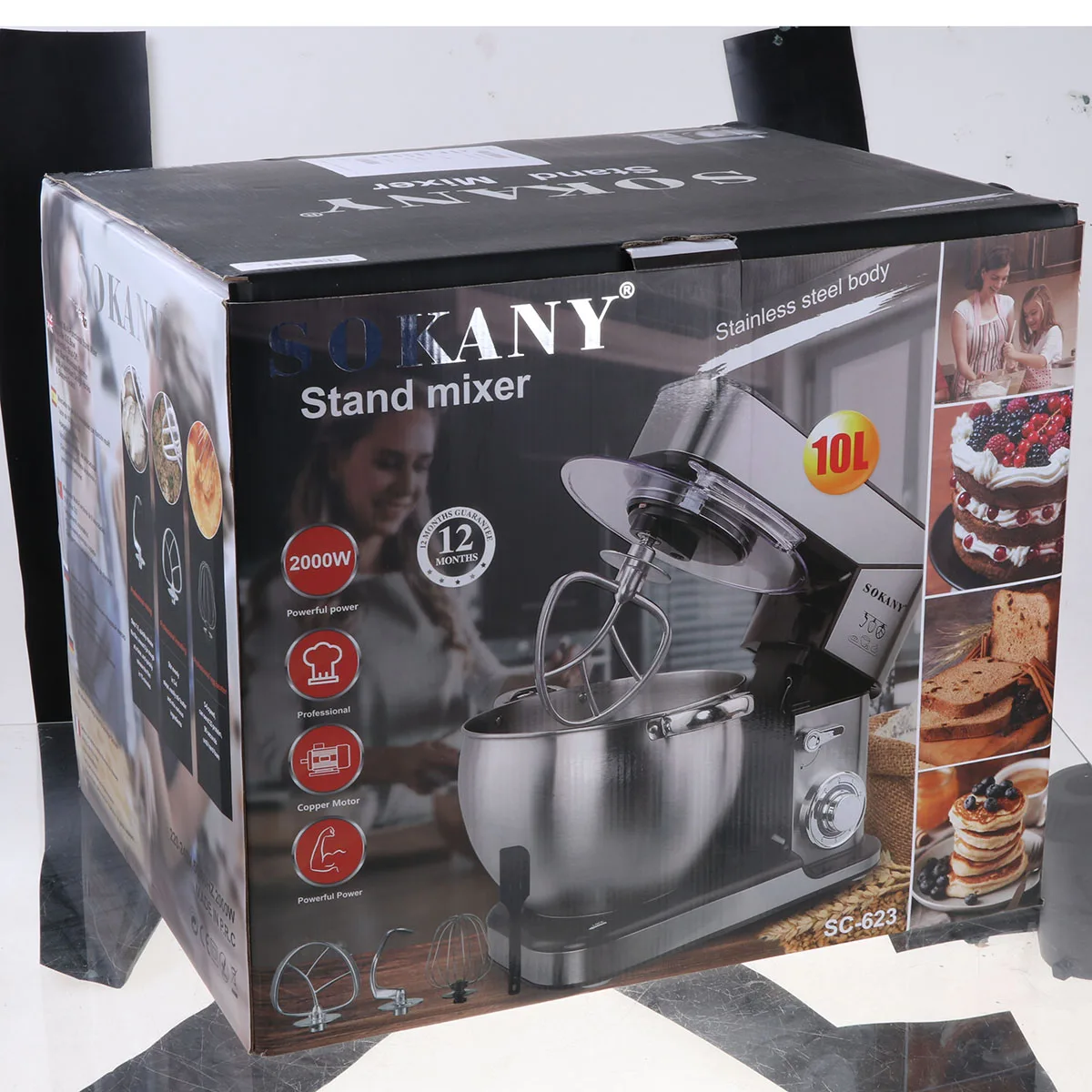 2000W Stand Mixer 10L Stainless Steel Bowl 6speed Kitchen Food Blender Cream Egg Whisk Cake Maker Dough Chef Kneader Bread Mixer