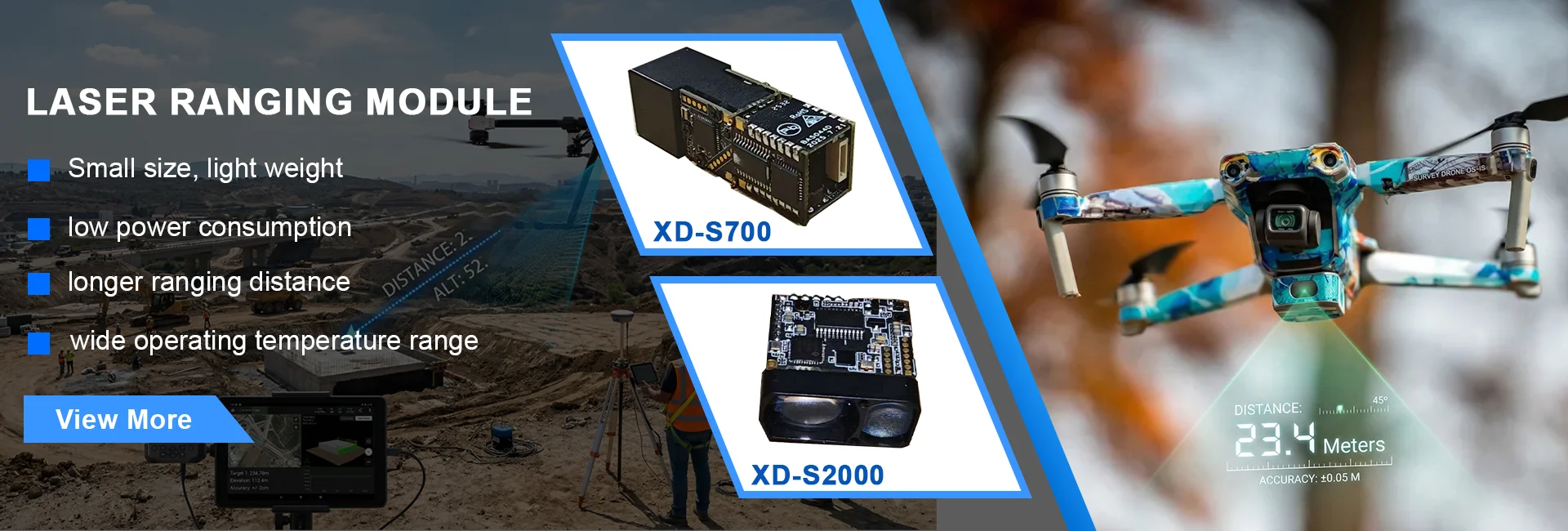 905nm,1000m, 600mW, 10±0.5g  Laser Rangefinder Module | Type 700MJ