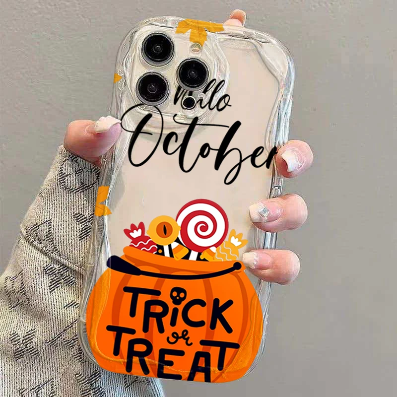 Herbst-Halloween-Minimalistisches Kürbis-Trendmuster Handyhülle für iPhone 18 17 16 15 14 13 12 11 Pro Max 16E 17E 18 Pro Cover