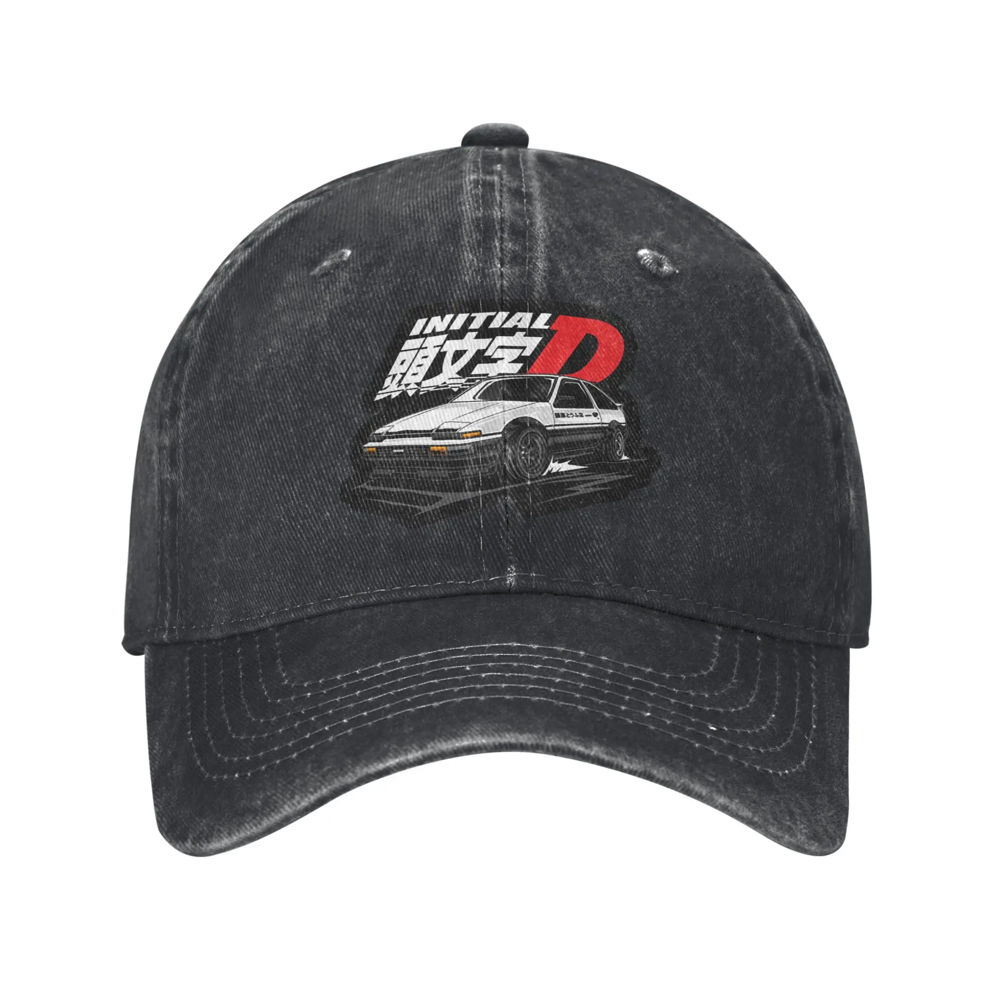 Anime Drift AE86 Initial D Washed Denim Cap Casual Baseball Caps Adjustable Hat Summer Unisex Baseball Hats