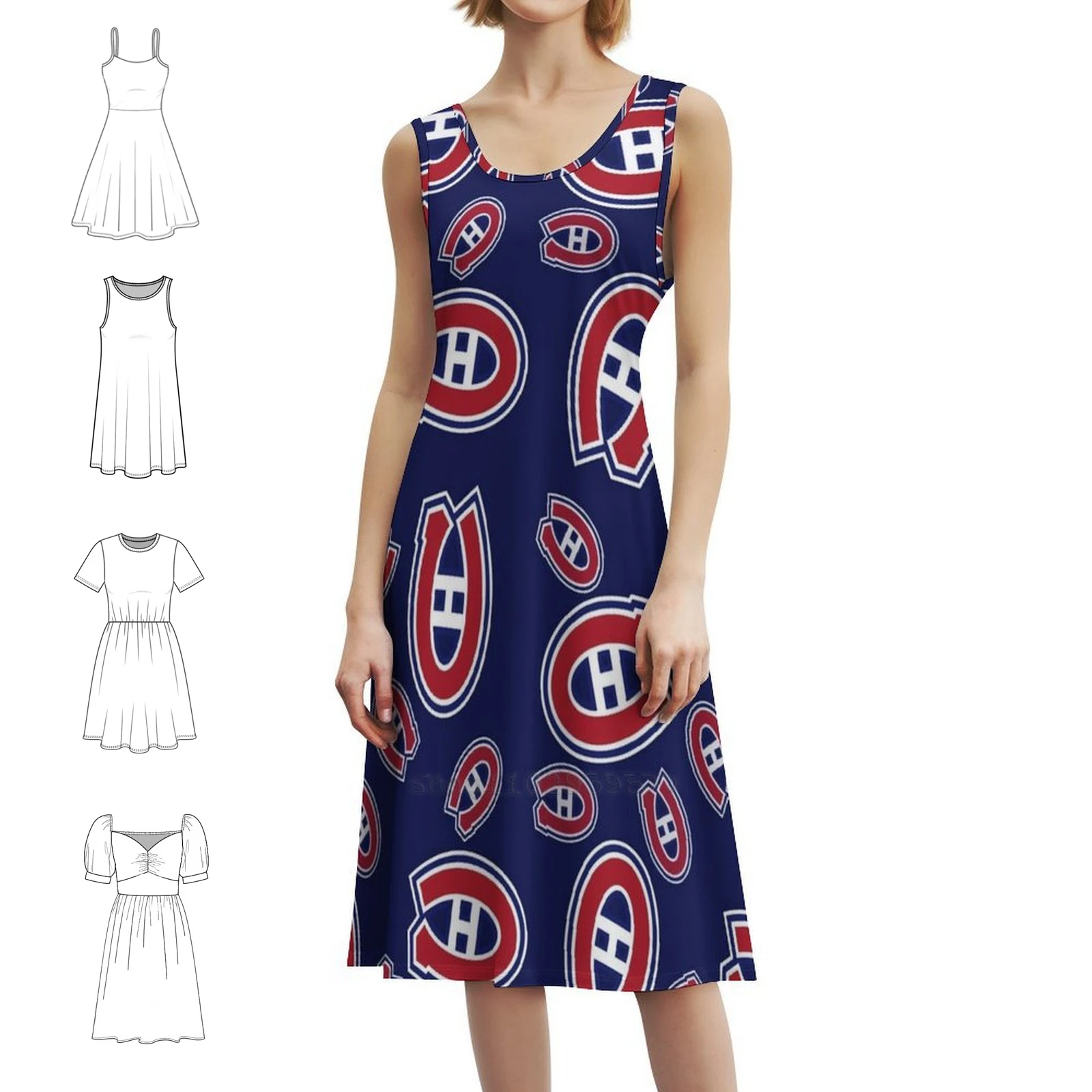 

Платье Allez Les Habs с цветочным принтом для женщин, весна-лето, повседневное платье для вечеринок, спортивные канадские хоккейные коньки, женские