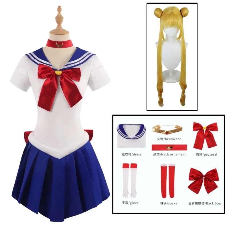 Disfraz de Cosplay de Anime Usagi Tsukino para niña, traje de marinero de 4ª generación, luna helada de agua, conejo