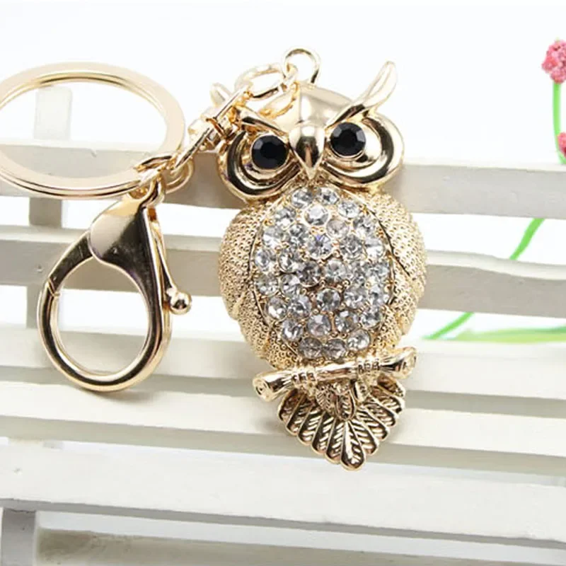 Owl Crystal Keyring Charm Pendant Handbag Purse Bag for Key Ring Chain Keychain