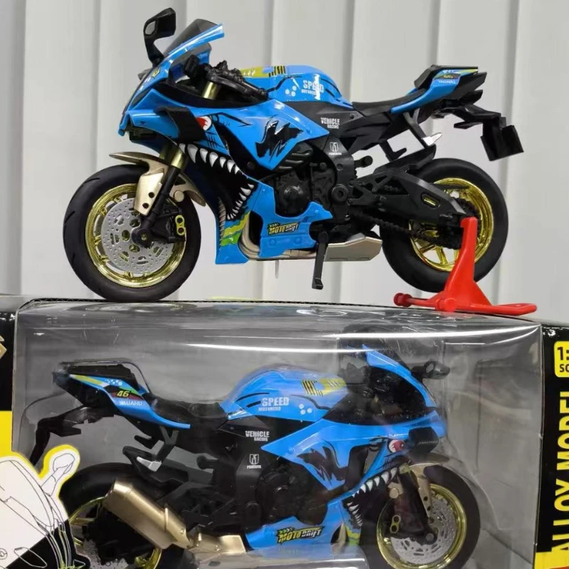 

1:10 Ducati V4S S1000RR H2R из сплава, литая под давлением модель мотоцикла, коллекция автомобилей, звук и свет, внедорожные детские праздничные подарки