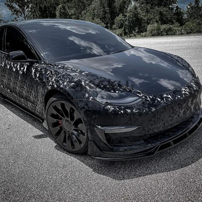 Matte Ghost Carbon Black Stealth Camouflage Vinyl Wrap Roll with Air Release Self Adhesive Decal Car Wrapping