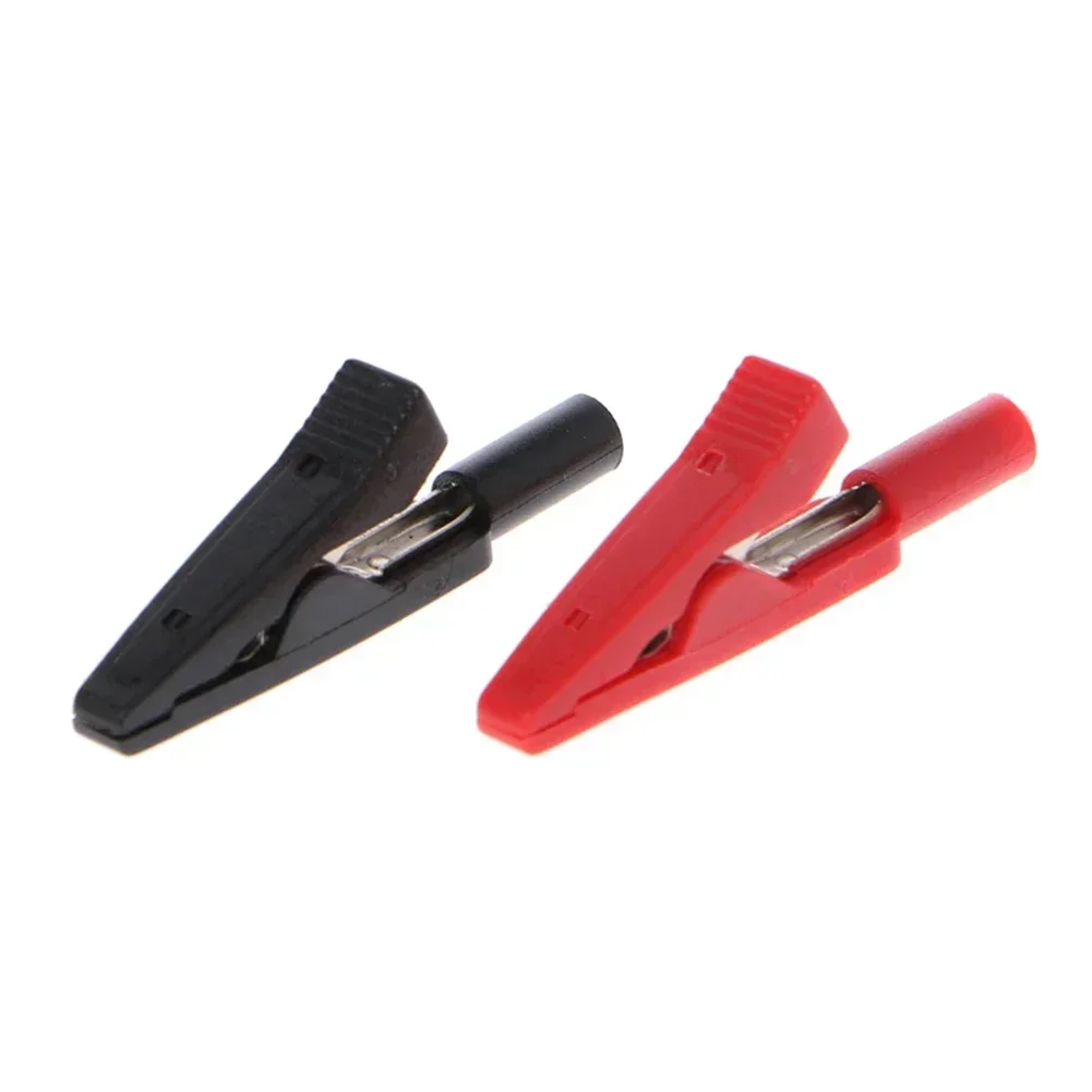 2Pcs Insulated Clip Kit 2mm Banana Female Adapter Meter Test Black+Red Clips 10A/30V AC-60V DC Electrical Project Tool