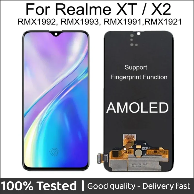 

AMOLED LCD Display Touch Screen Digitizer Assembly for OPPO Realme X2, RMX1992, 6.4 ", RMX1991, XT RMX1993