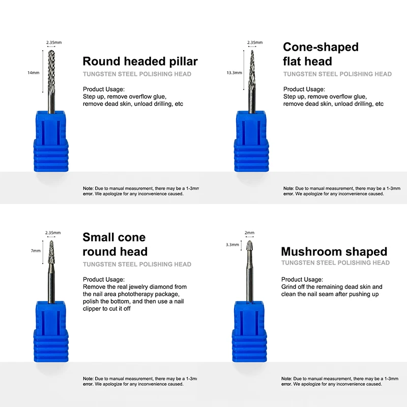 1 قطعة التنغستن الصلب مسمار مثقاب الخشب قاطعة المطحنة ل مثقاب الأظافر الكهربائية إزالة الجلد الميت آلة أظافر ملف الأظافر الملحقات #3