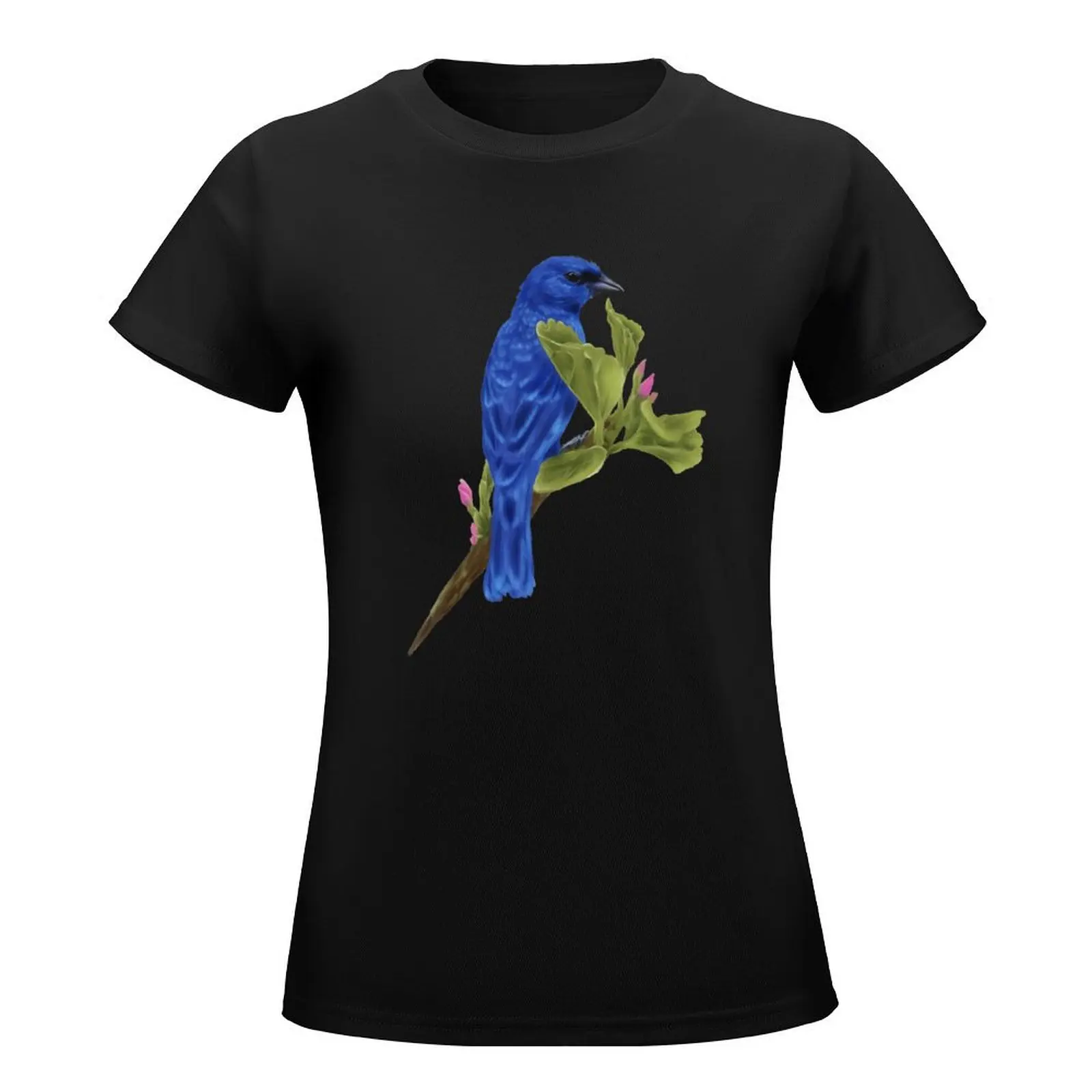 Indigo Bunting T-Shirt Short sleeve tee korean fashion Aesthetic clothing plus size tops Summer Women's clothing