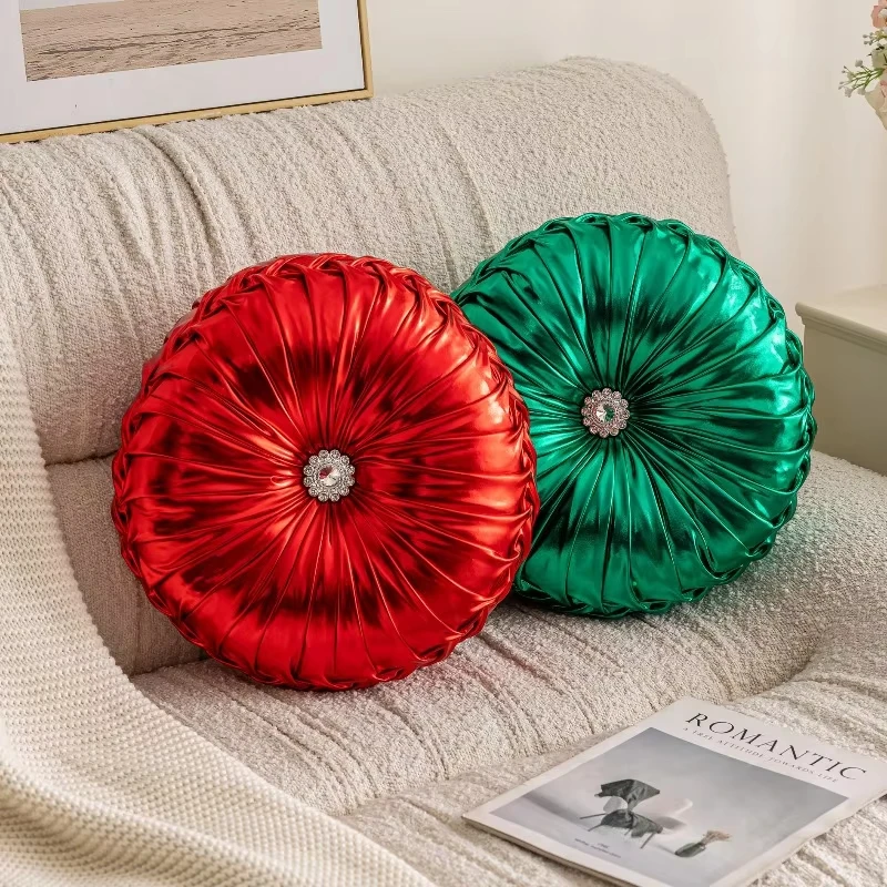 35cm Ins Style Metallic Glossy Round Cushion Sofa Pillow Bay Window Futon Seat Cushion Pumpkin Cushion Couch Floor Throw Pillow