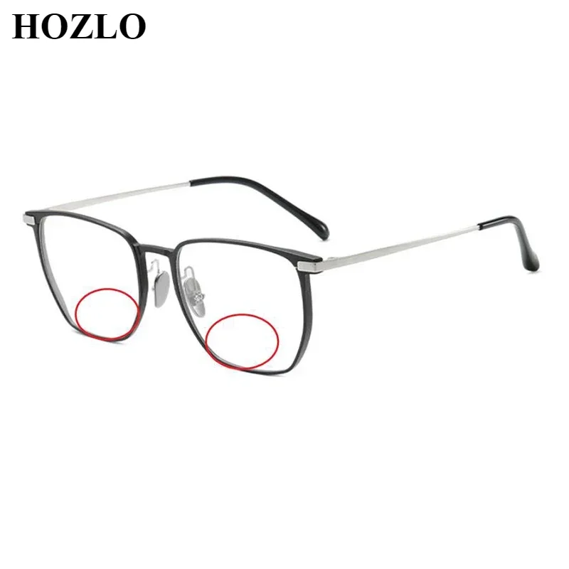 New Men Aluminum Magnesium Anti Blue Light Bifocals Reading Glasses Women Titanium Legs Hyperopia Spectacles Look Near Far Gafas