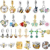 New Original 925 Sterling Silver Bee Charms Honey Jar Bead Designed Earrings Ring Pendant Fit Bracelet Necklace DIY Jewelry Gift