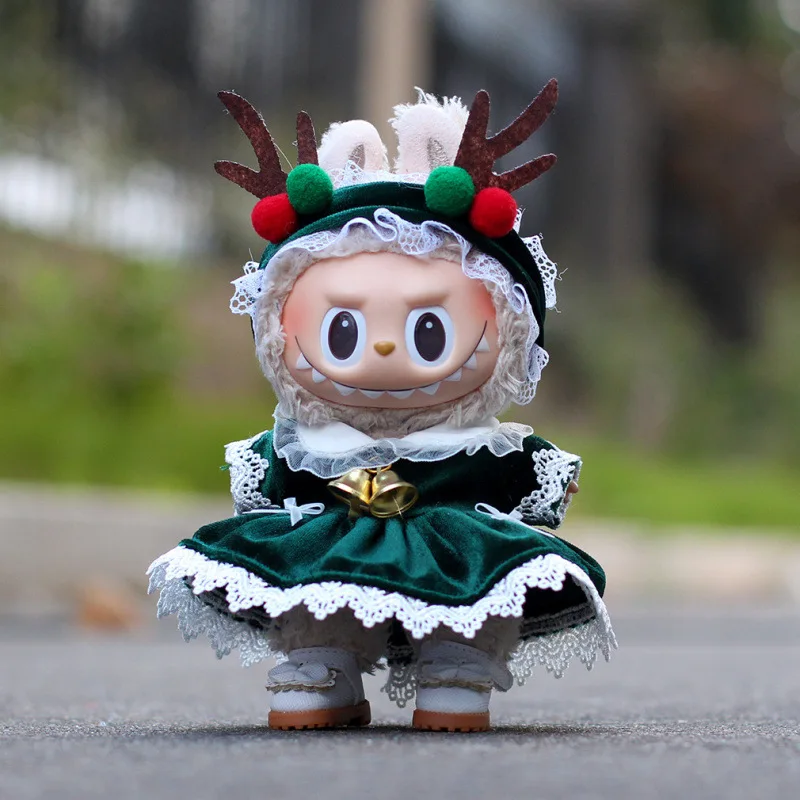 Adecuado para ropa de muñeca Labubu de 17cm, accesorios para muñecas de Navidad y Año Nuevo, juegos de bolas, regalos navideños