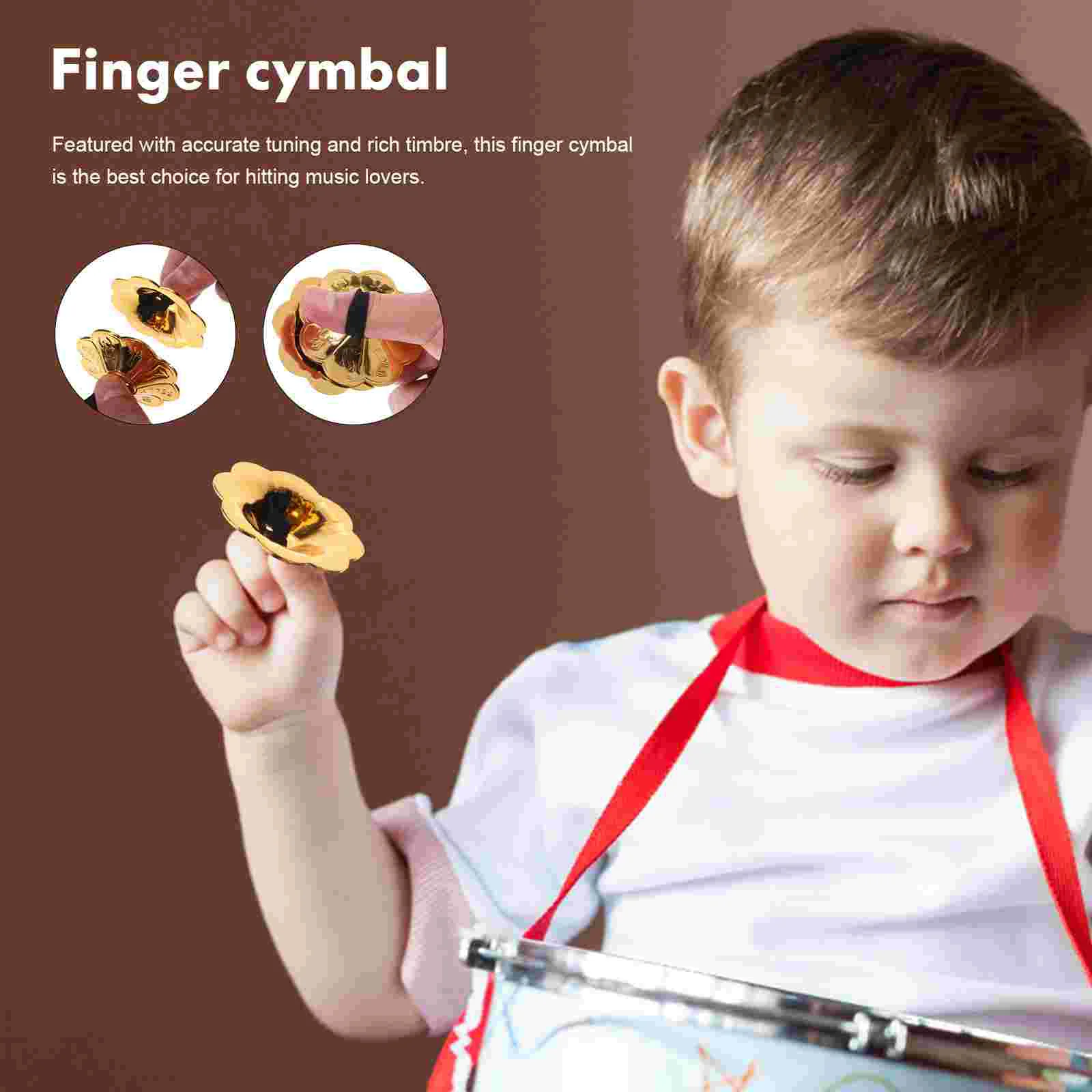 2 Pairs 1 of Plum Copper Finger Pulls Dancer Party Cymbals Dancing Hand for Mini Musical