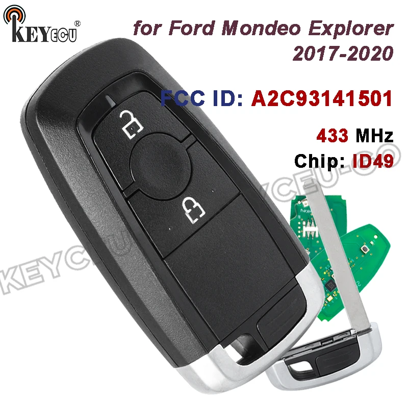 

KEYECU 434 МГц ID49 FCC ID: A2C93141501 HC3T-15K601-DA HC3T-15K601-DB для Ford Mondeo Explorer 2017-2020 Smart Remote Key Fob