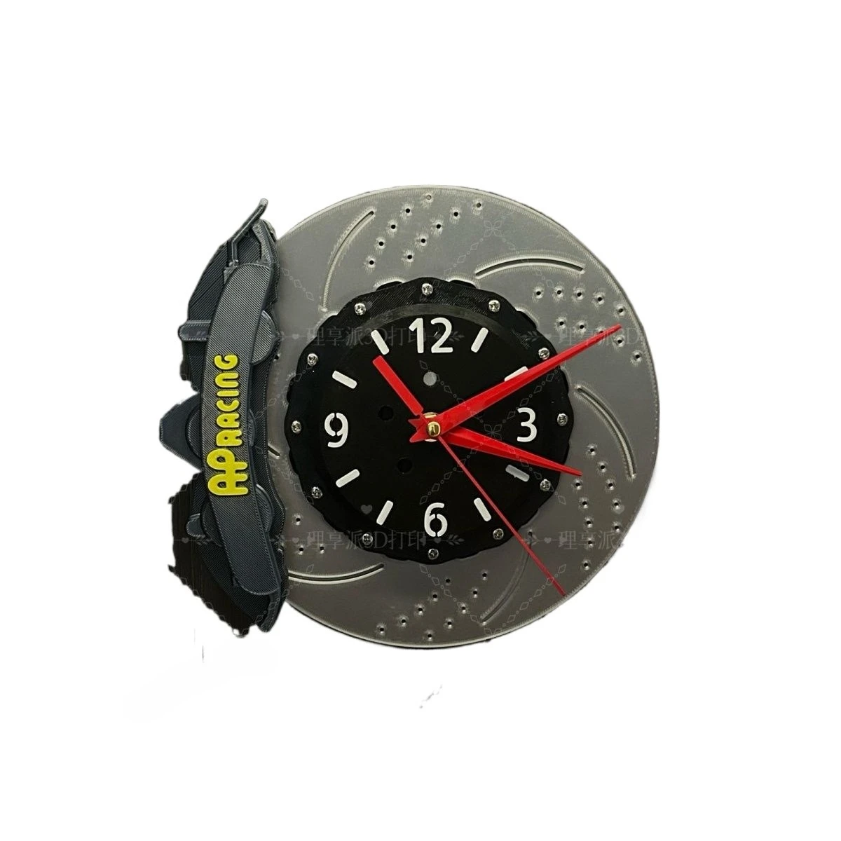 Original 3D Print 24cm Brake Disc Clock, ABS Caliper Wall Clocks, Wall Decoration for JDM Car Modification Wall Decoration