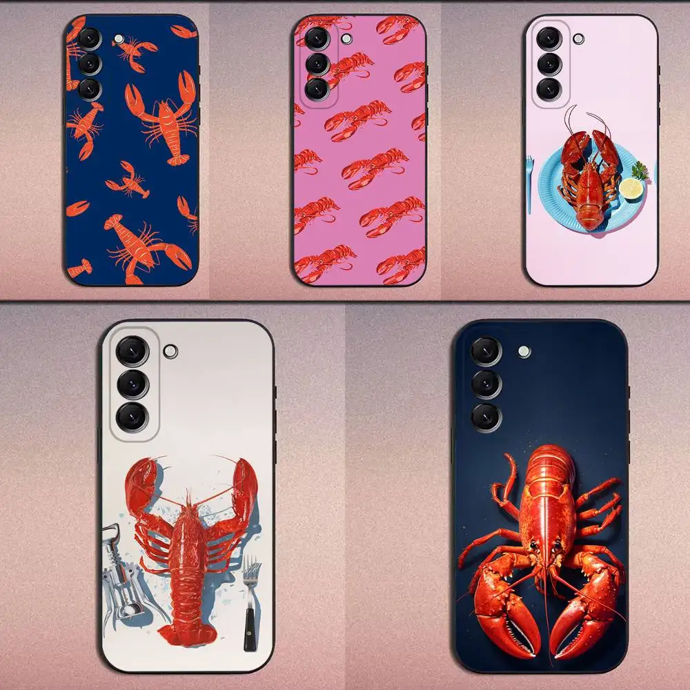 

Animal Lobster Phone Case For Samsung Galaxy A20,A21s,A22,A31,A32,A52,A53,A72,73,A80 Soft Black Cover
