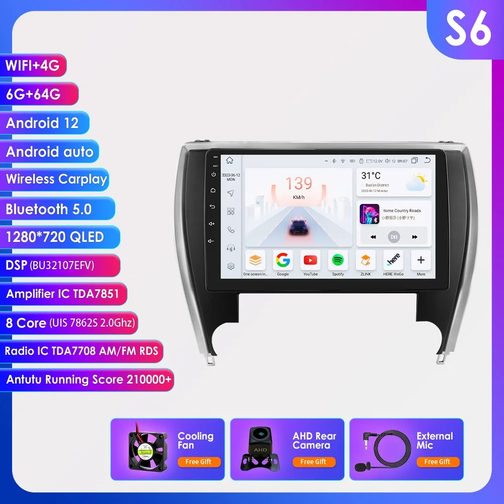 Hizpo Auto Radio Player Head Unit Plug Und Play Für Toyota Camry 2015-2017 Nordamerika Version GPS Navigation android Auto DSP