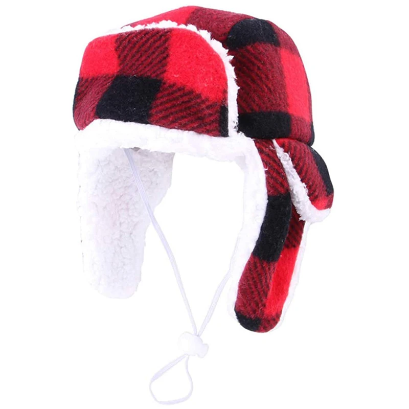 Benepaw Durable Warm Dog Hats With Earmuffs Winter Cozy Adjustable Strap Pet Trapper Hat For Small Medium Dogs Walking Traveling