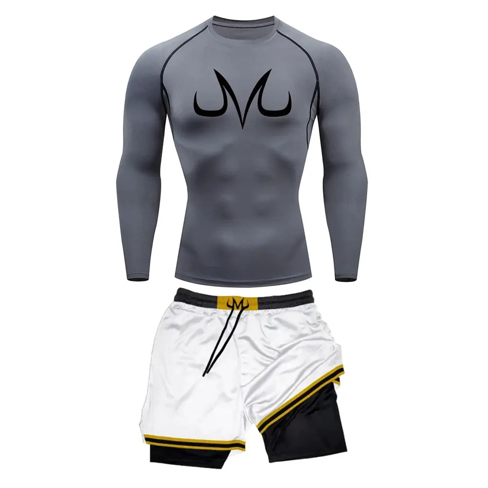 Men's Tracksuit Two Pieces Sets Anime Print Fitness Sport Suit Running T-Shirt+shorts Men's breathable Casual Sportswear view 6