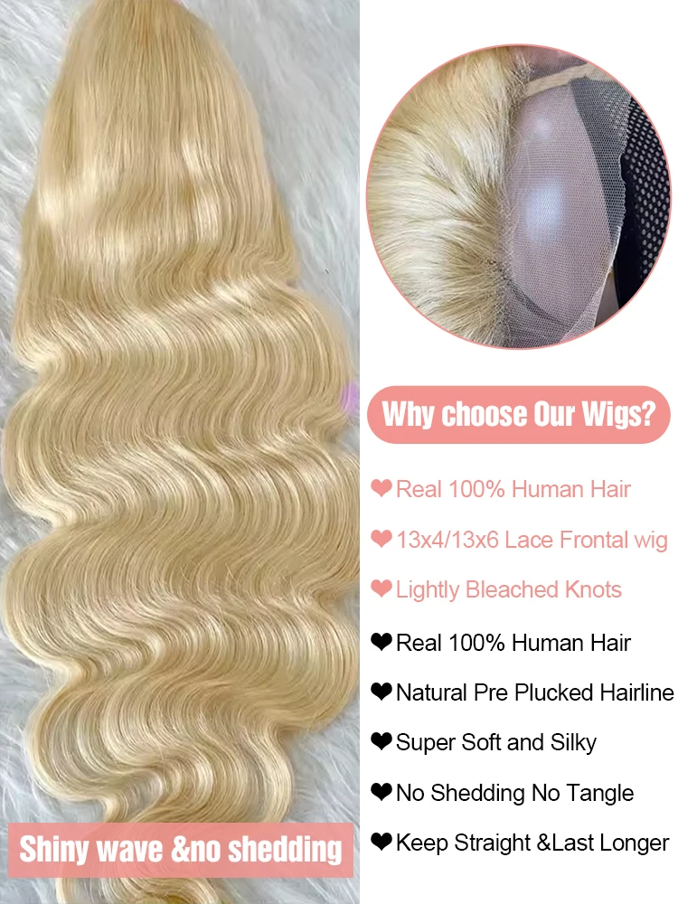 วิกผมลูกไม้แบบเต็มศีรษะ 613 ขนาด 13x6 13x4 สีน้ำตาลทองอ่อน ลอนบอดี้เวฟ วิกผมลูกไม้ด้านหน้า วิกผมบราซิลแบบใส สีธรรมชาติ สำหรับผู้หญิงผิวสี